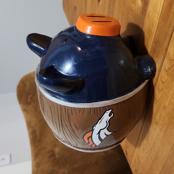 Denver Broncos NFL 8" Resin Piggy Bank  EUC - Picture 1 of 4